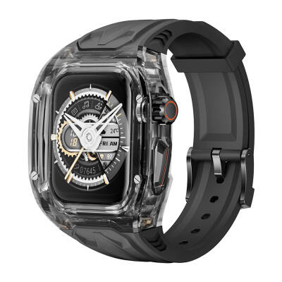 Apple Watch 42mm Wiwu Wi-WB013 Rambo Series 2in1 Transparent PC Case Protector Rubber Band Black