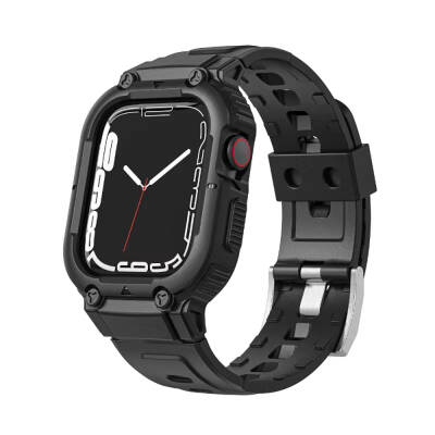 Apple Watch 42mm Wiwu Wi-WB014 Armor Series 2in1 Hard PC Case Protective Silicone Band Black