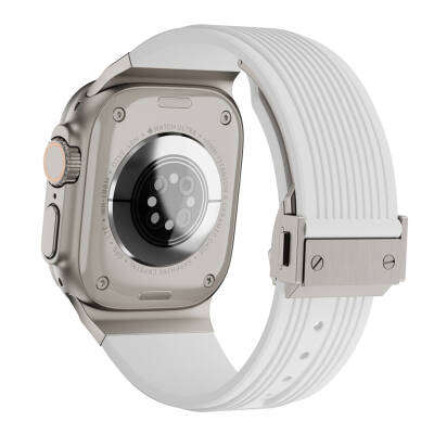 Apple Watch 42mm Zore KRD-113 Spor Görünümlü Silikon Kordon Beyaz