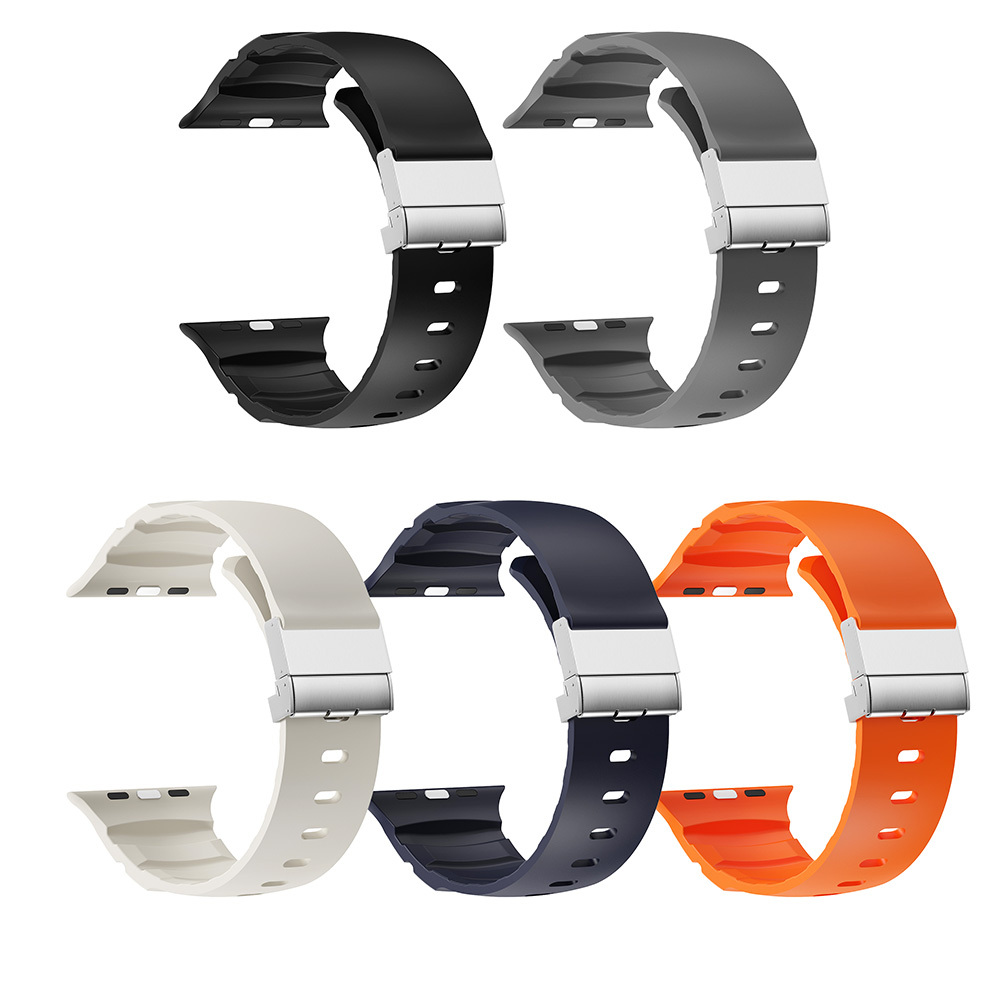 Apple Watch 42mm Zore KRD-145 Metal Tokalı Silikon Kordon - 27