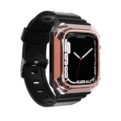 Apple Watch 42mm Zore KRD-88 Hard PC Case Protective Silicone Band Rose Gold