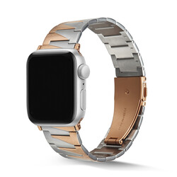 Apple Watch 44mm KRD-48 Metal Band Gümüş-Rosegold