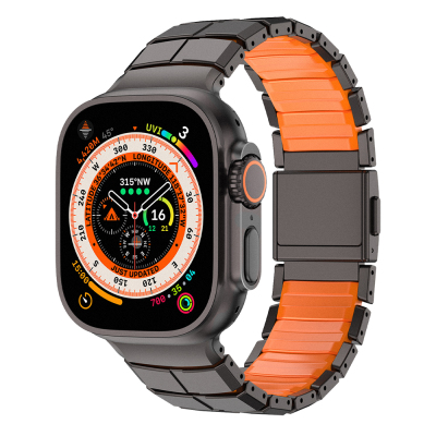 Apple Watch 44mm Mohseven iWatch Titancore No.1 Metal Kordon Siyah-Turuncu