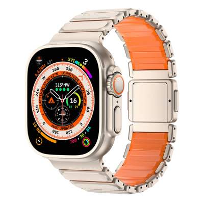 Apple Watch 44mm Mohseven iWatch Titancore No.2 Steel Band Titanyum-Turuncu