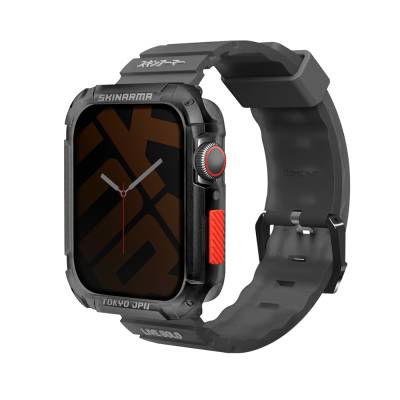 Apple Watch 44mm SkinArma Kurono Sert PC Kasa Koruyucu + Shokku Silikon Kordon Füme