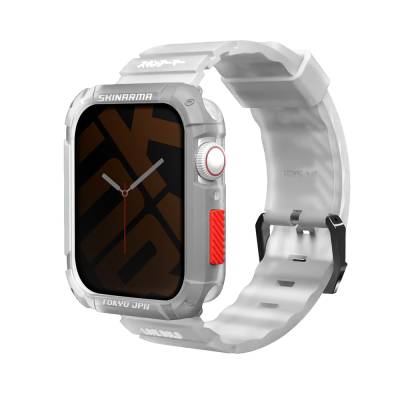 Apple Watch 44mm SkinArma Kurono Sert PC Kasa Koruyucu + Shokku Silikon Kordon Beyaz