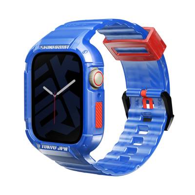 Apple Watch 44mm SkinArma Saido Hard PC Case Protective Silicone Cordon Blue