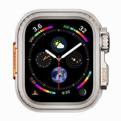 Apple Watch 44mm to Apple Watch Ultra 49mm Case Converter and Screen Protector Zore Watch Gard 33 Titanyum