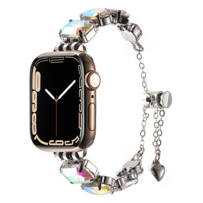 Apple Watch 44mm Zore KRD-115 Renkli Taş Tasarımlı Kordon Colorful