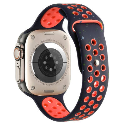Apple Watch 7 41mm Kordon Yeni Seri 2023 KRD-02 Silikon Strap Kayış Lacivert