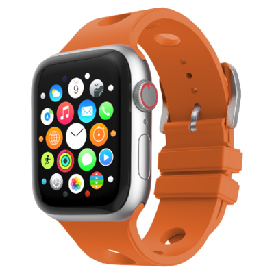 Apple Watch 7 41mm Perforated Design Zore KRD-147 Silicone Band Orange
