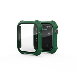 Apple Watch 7 41mm Tank Zırh Kasa ve Mat Görünümlü Ekran Koruyucu Zore Watch Gard 11 Koyu Yeşil