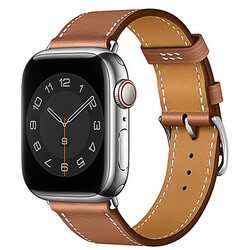 Apple Watch 7 41mm Wiwu Attleage Watchband Hakiki Deri Kordon Kahverengi