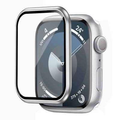 Apple Watch 7 41mm Wiwu Wi-JD106 Easy Install Akıllı Saat Temperli Cam Ekran Koruyucu Gümüş
