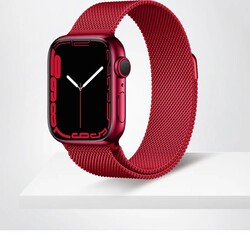 Apple Watch 7 41mm Zore KRD-01 Metal Kordon Kırmızı