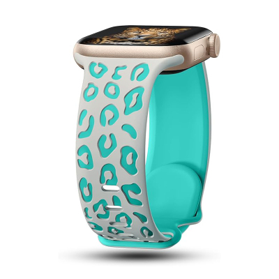 Apple Watch 7 41mm Zore KRD-140 Silikon Kordon Strap Kayış Gri-Yeşil