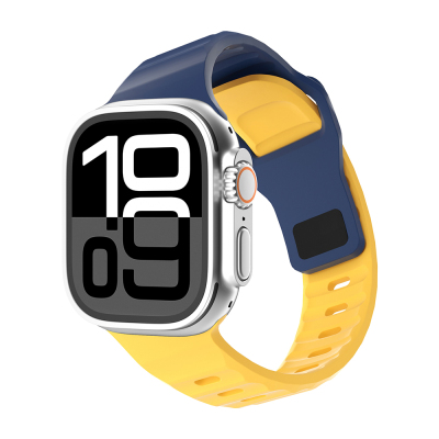 Apple Watch 7 41mm Zore KRD-160 Silicone Band Strap Lacivert-Sarı