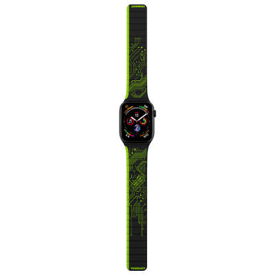 Apple Watch 7 45mm Band Youngkit Technological Magnetic Plug-in Silicone Strap Green