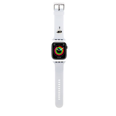 Apple Watch 7 45mm Karl Lagerfeld Orjinal Lisanslı İkonik Karl Head Logolu Silikon Kordon Beyaz