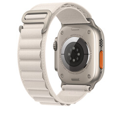 Apple Watch 7 45mm Kordon Wiwu WU-01 Hasır Örgü Strap Kayış Krem