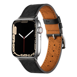 ​Apple Watch 7 45mm KRD-76 PU Leather Band Strap Black