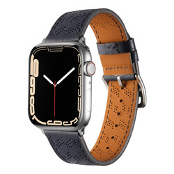 ​Apple Watch 7 45mm KRD-76 PU Leather Band Strap Navy blue