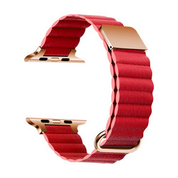 ​Apple Watch 7 45mm KRD-78 PU Leather Band Strap Red