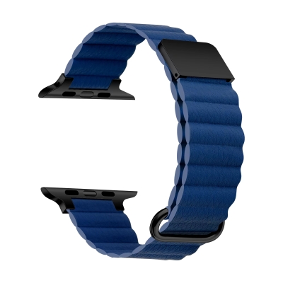 ​Apple Watch 7 45mm KRD-78 PU Leather Band Strap Navy blue