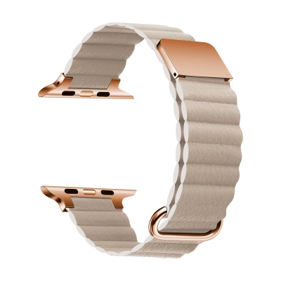​Apple Watch 7 45mm KRD-78 PU Leather Band Strap Cream