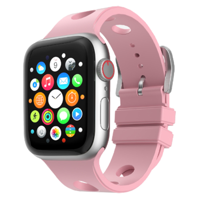Apple Watch 7 45mm Perforated Design Zore KRD-147 Silicone Band Pink