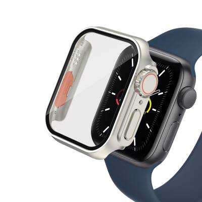 Apple Watch 7 45mm - Watch Ultra 49mm Kasa Dönüştürücü ve Ekran Koruyucu Zore Watch Gard 26 Gümüş