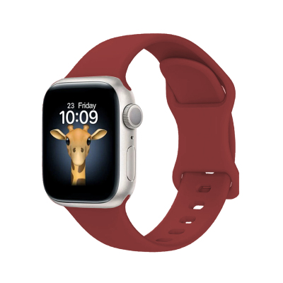 Apple Watch 7 45mm Zore KRD-131 Silikon Kordon Strap Kayış Koyu Kırmızı