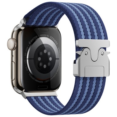 Apple Watch 7 45mm Zore KRD-133 Naylon Kumaş Hasır Örgülü Kordon Mavi