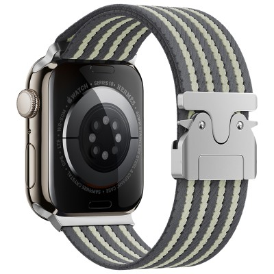 Apple Watch 7 45mm Zore KRD-133 Nylon Fabric Wicker Braided Cord Grey