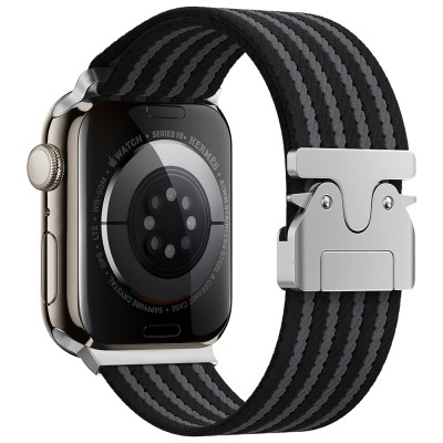 Apple Watch 7 45mm Zore KRD-133 Nylon Fabric Wicker Braided Cord Black