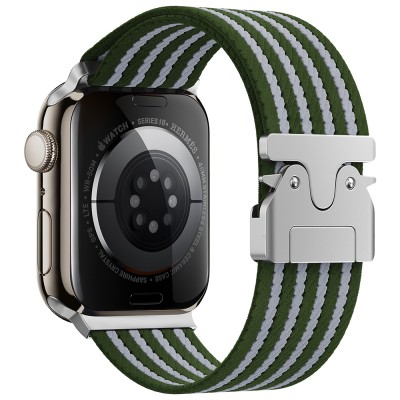 Apple Watch 7 45mm Zore KRD-133 Nylon Fabric Wicker Braided Cord Green