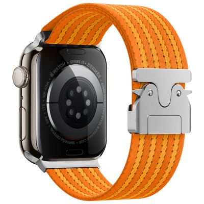 Apple Watch 7 45mm Zore KRD-133 Nylon Fabric Wicker Braided Cord Orange