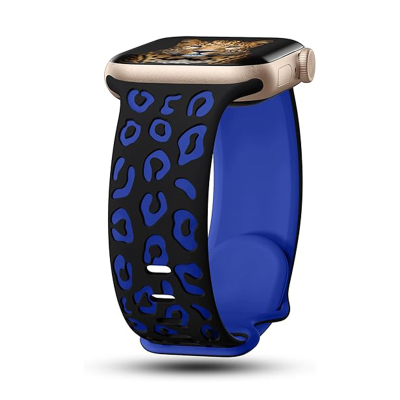 Apple Watch 7 45mm Zore KRD-140 Silikon Kordon Strap Kayış Siyah-Mavi