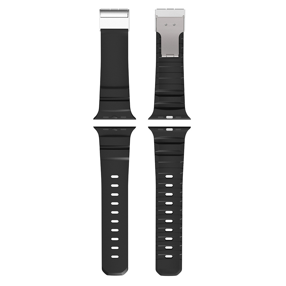 Apple Watch 7 45mm Zore KRD-145 Metal Tokalı Silikon Kordon - 9