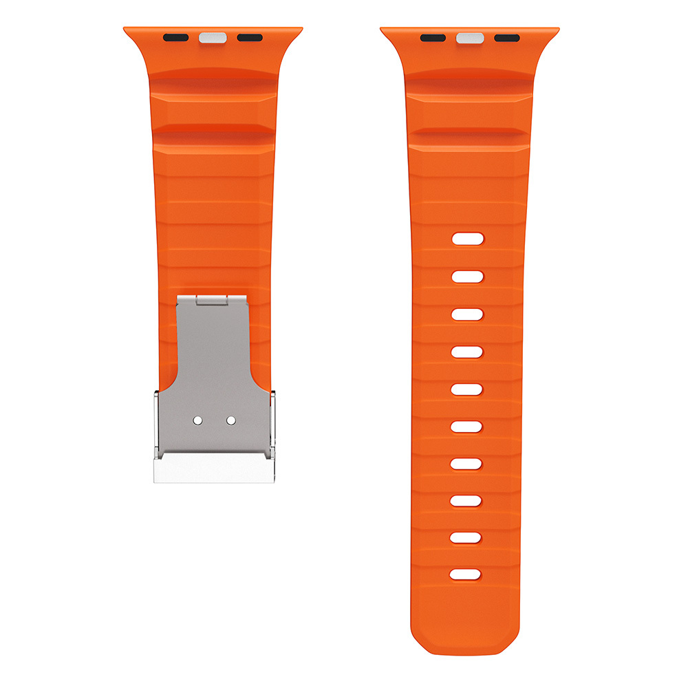 Apple Watch 7 45mm Zore KRD-145 Metal Tokalı Silikon Kordon - 16