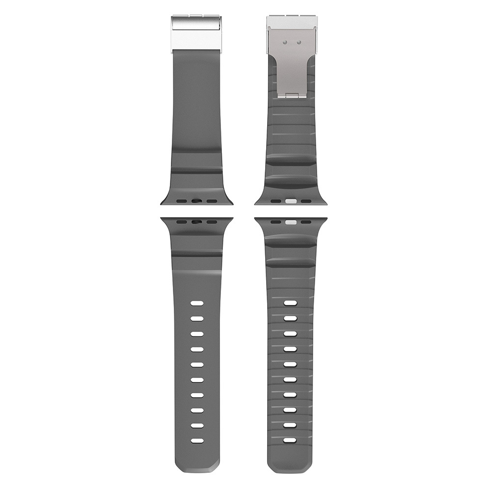 Apple Watch 7 45mm Zore KRD-145 Metal Tokalı Silikon Kordon - 21