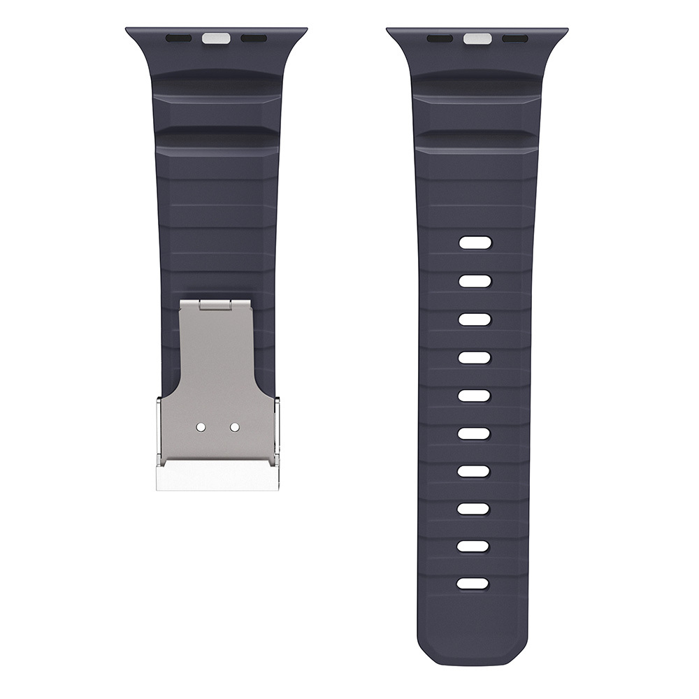 Apple Watch 7 45mm Zore KRD-145 Metal Tokalı Silikon Kordon - 24