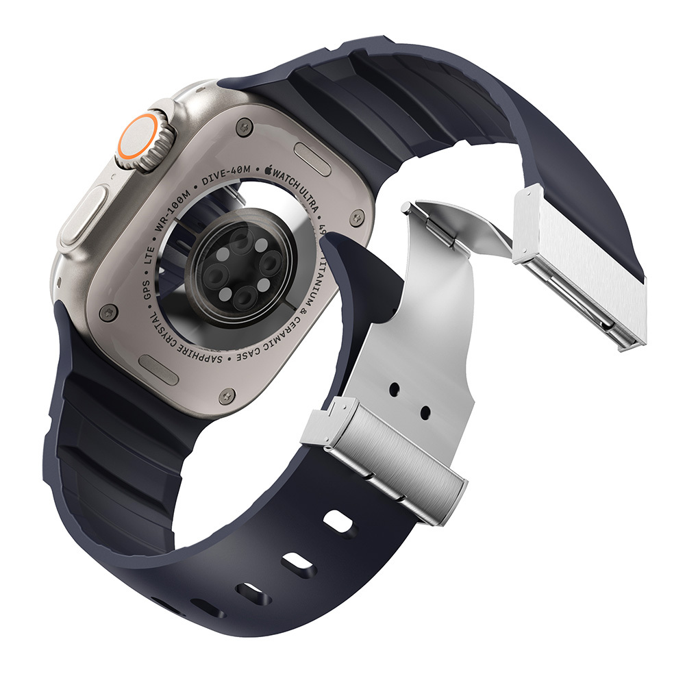 Apple Watch 7 45mm Zore KRD-145 Metal Tokalı Silikon Kordon - 26