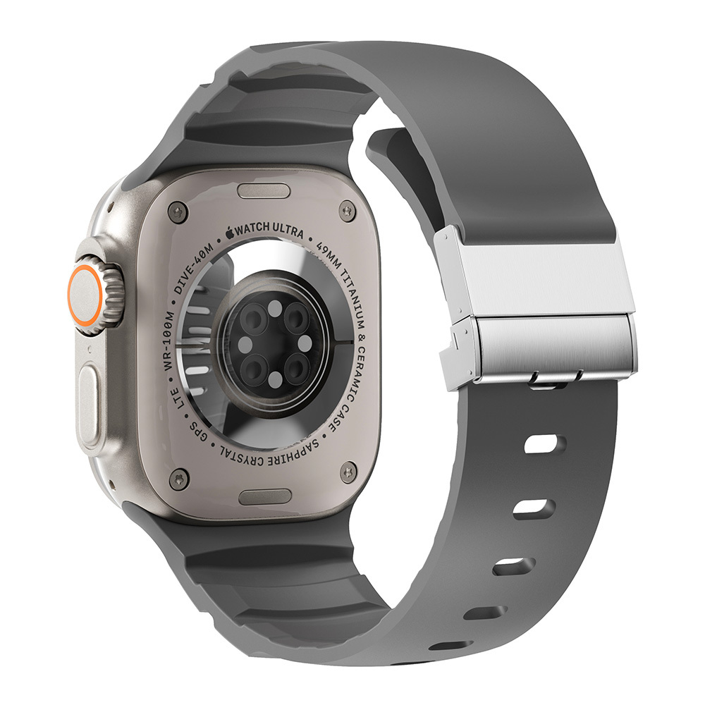 Apple Watch 7 45mm Zore KRD-145 Metal Tokalı Silikon Kordon - 5