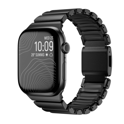Apple Watch 7 45mm Zore KRD-151 Metal Silikon Kordon Siyah