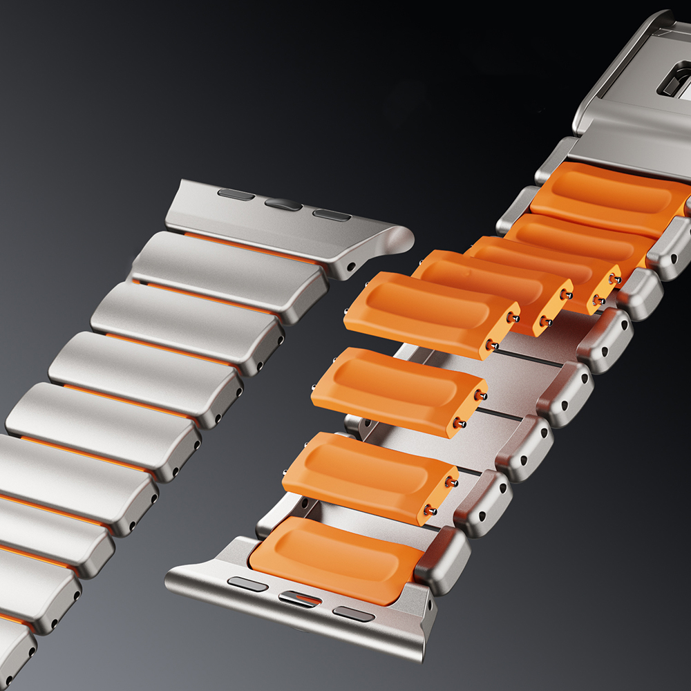 Apple Watch 7 45mm Zore KRD-152 Titanyum Silikon Kordon - 47