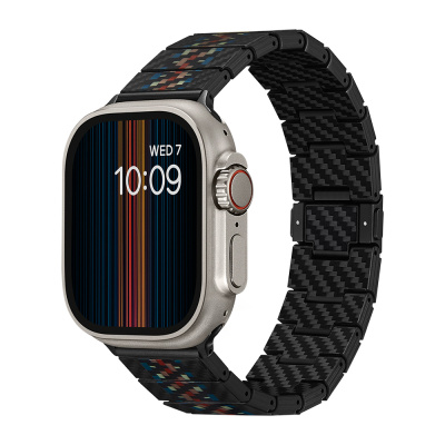 Apple Watch Series Compatible Aramid Fiber and Carbon Fiber Pitaka Modern Series Rhapsody Universal Band Black