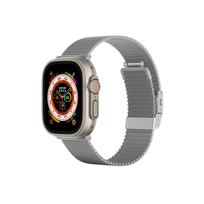 Apple Watch Ultra 49mm Amazing Thing Titan Metal Hasır Kordon Gümüş