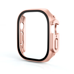 Apple Watch Ultra 49mm Case and Screen Protector Zore Watch Gard 19 Rose Gold