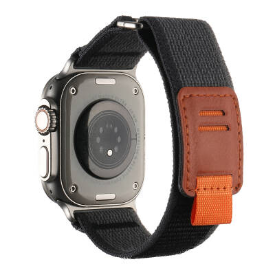 Apple Watch Ultra 49mm Hasır Kordon Zore KRD-106 Strap Kayış Siyah-Gri